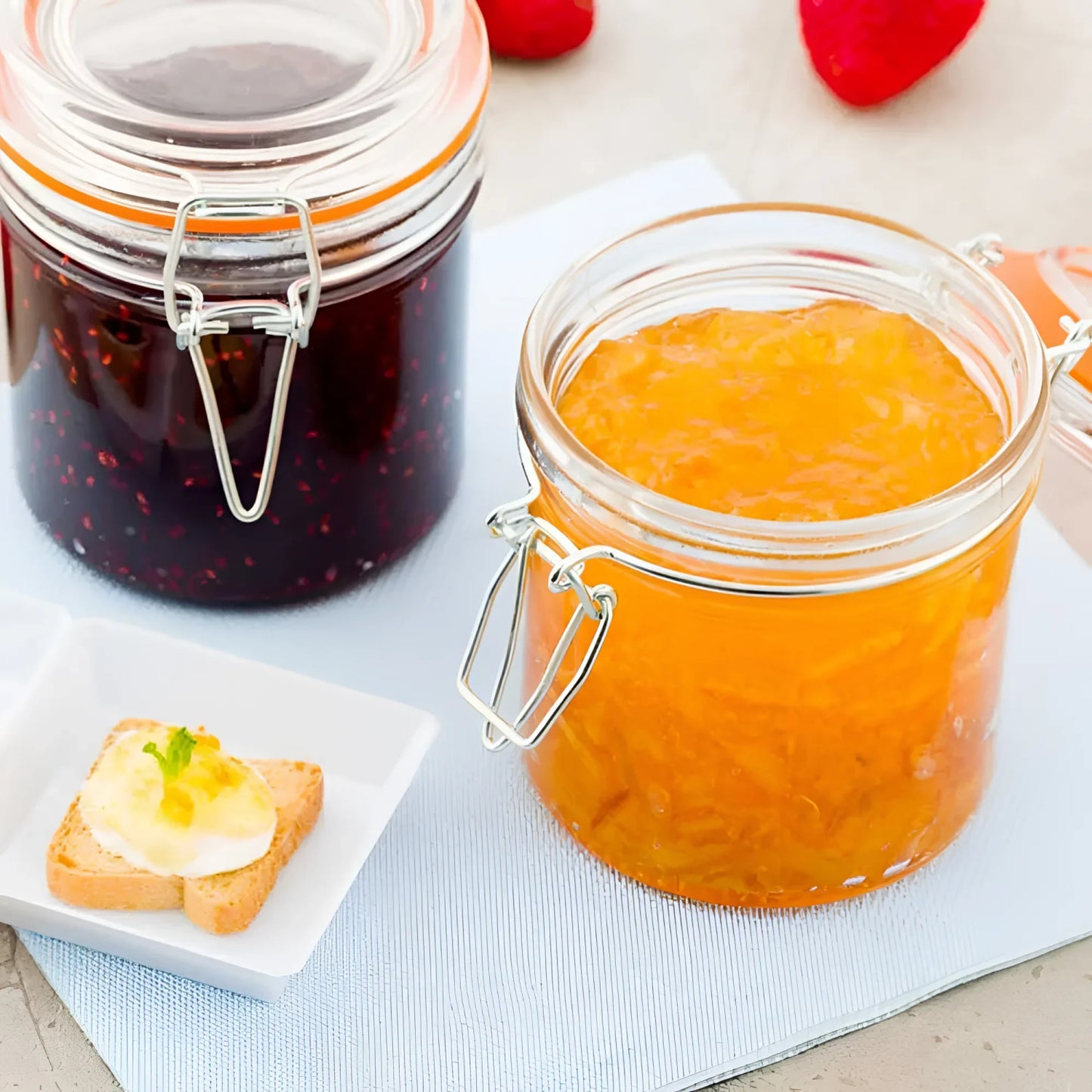 Clip Top Airtight Clear Glass Storage Spice Herb Jam Jar 250ml