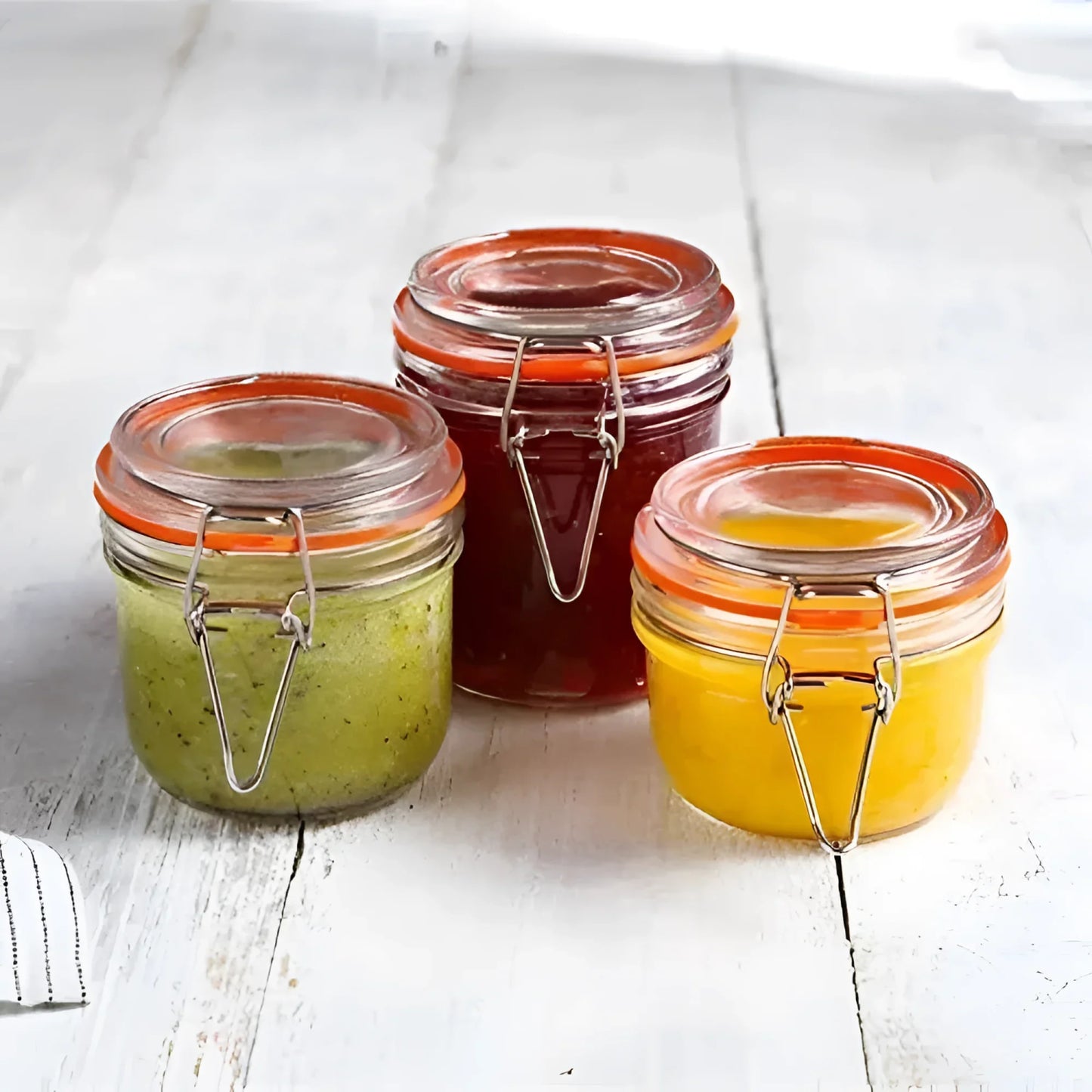 Clip Top Airtight Clear Glass Storage Spice Herb Jam Jar 250ml