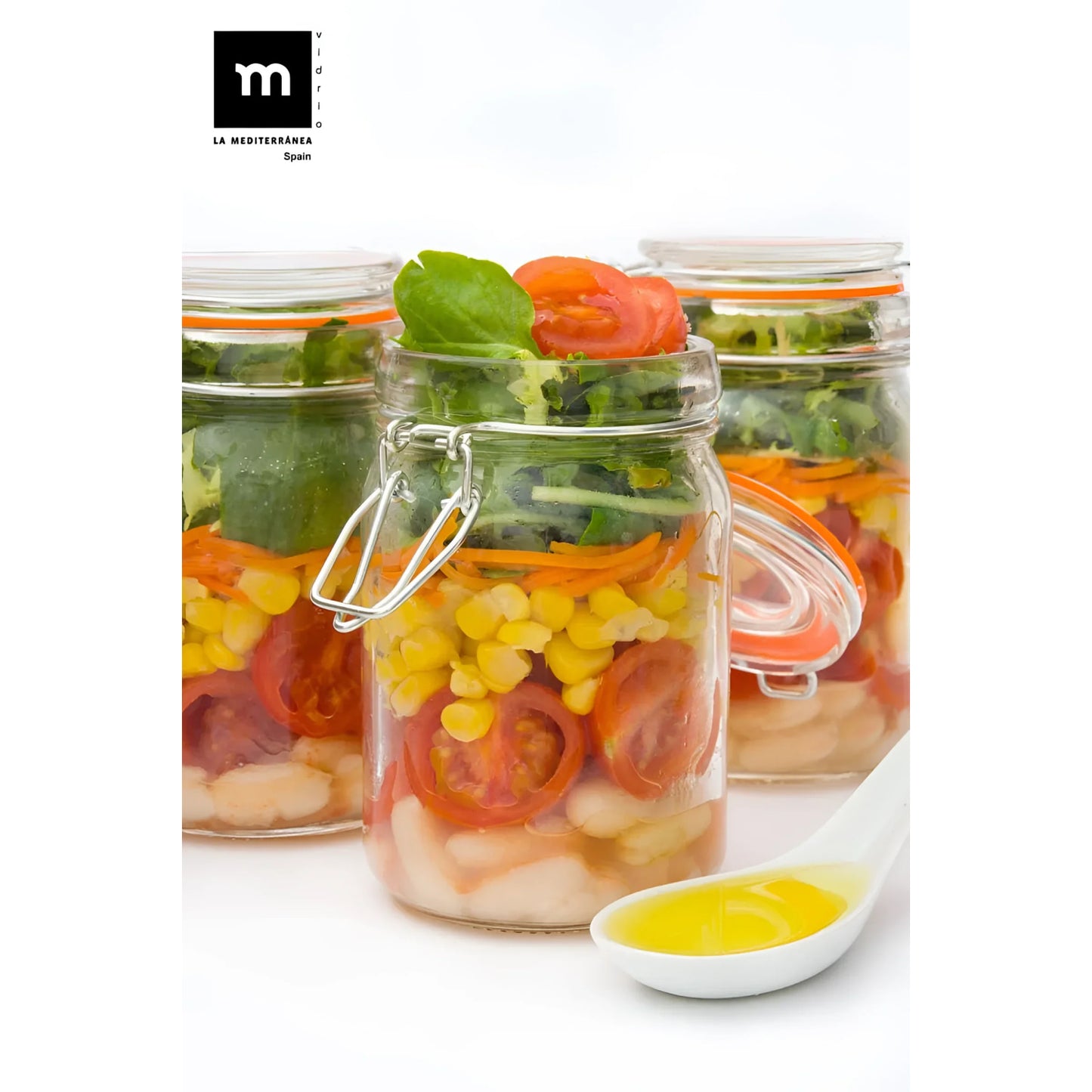 Clip Top Airtight Clear Glass Storage Spice Herb Jam Jars 250ml
