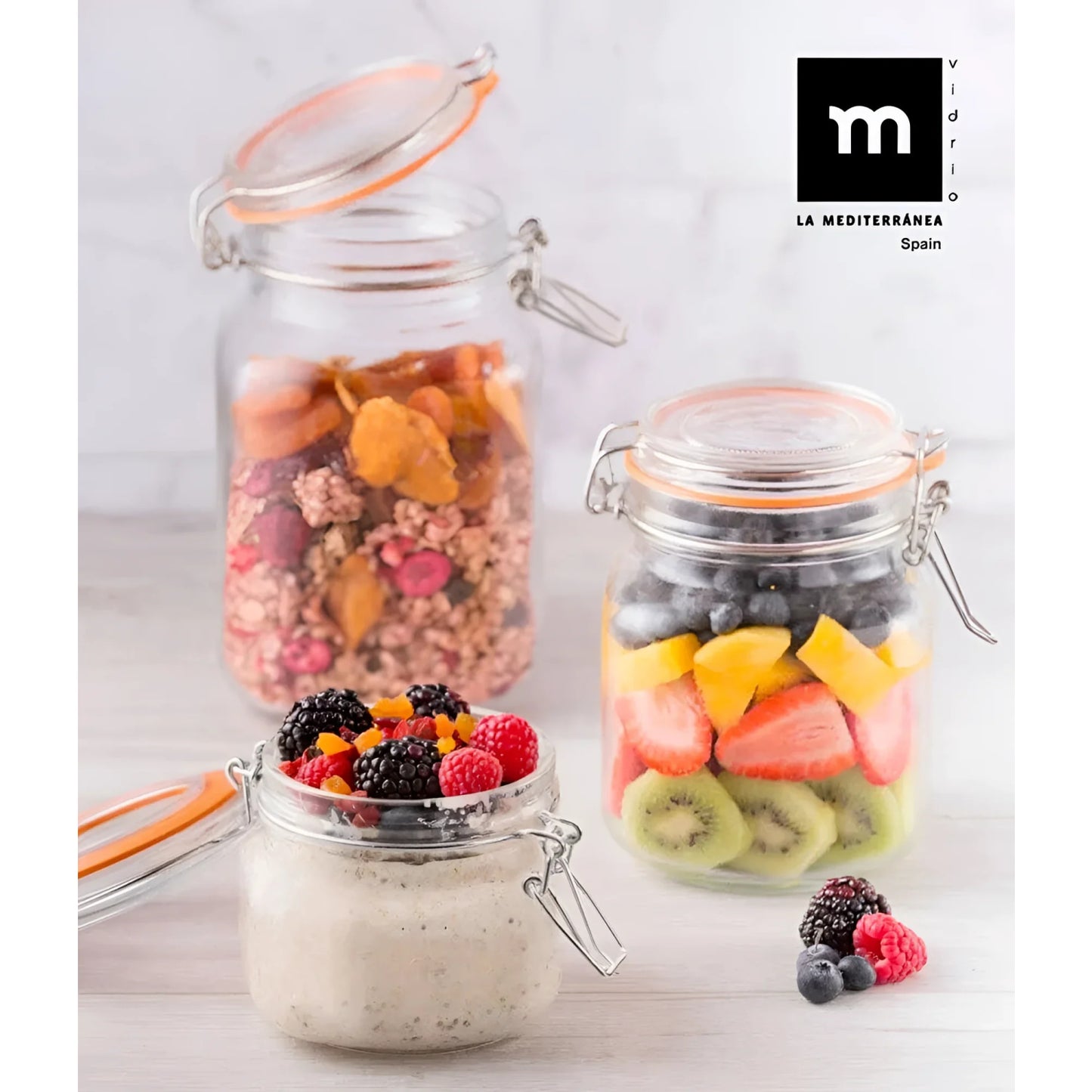 Clip Top Airtight Clear Glass Storage Spice Herb Jam Jars 250ml