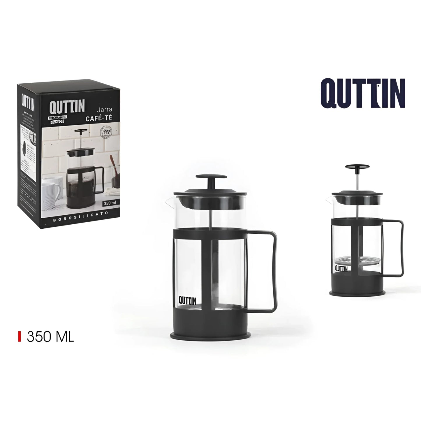 Coffee Maker Plunger French Press 3 Espresso Cup Capacity 350ml QUTTIN