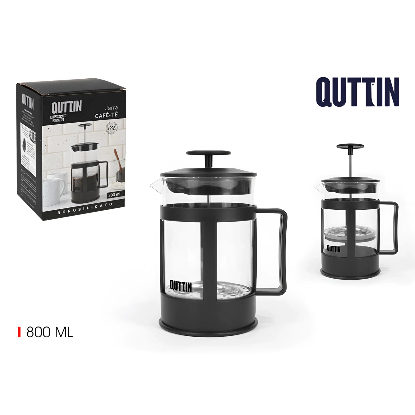 Coffee Maker Plunger French Press 3 Espresso Cup Capacity 800ml QUTTIN