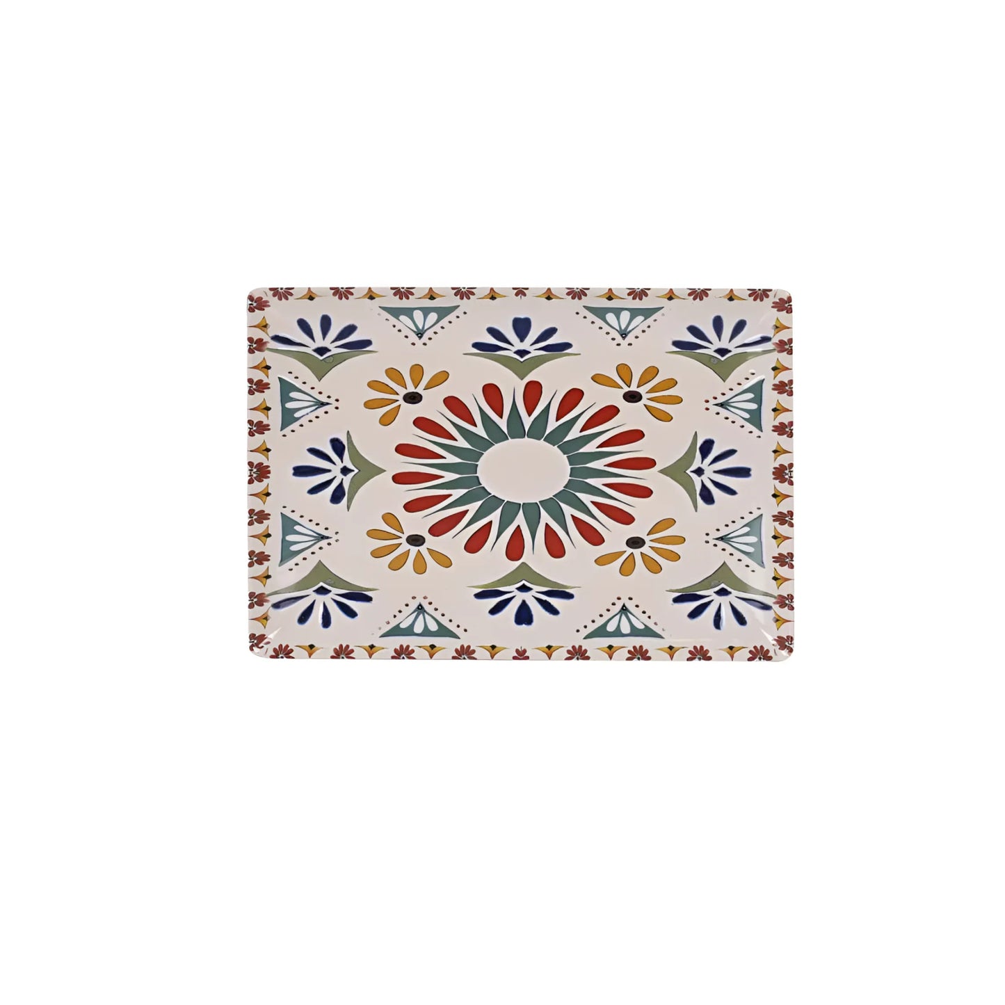 Coimbra 30x20cm rectangular Dinner plate Main course Relief Geometric Decoration Multi colour
