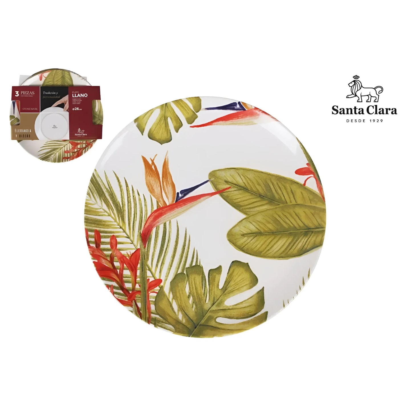 Dinner plates Paradise 26cm Stoneware Decorated jungle dinner plates