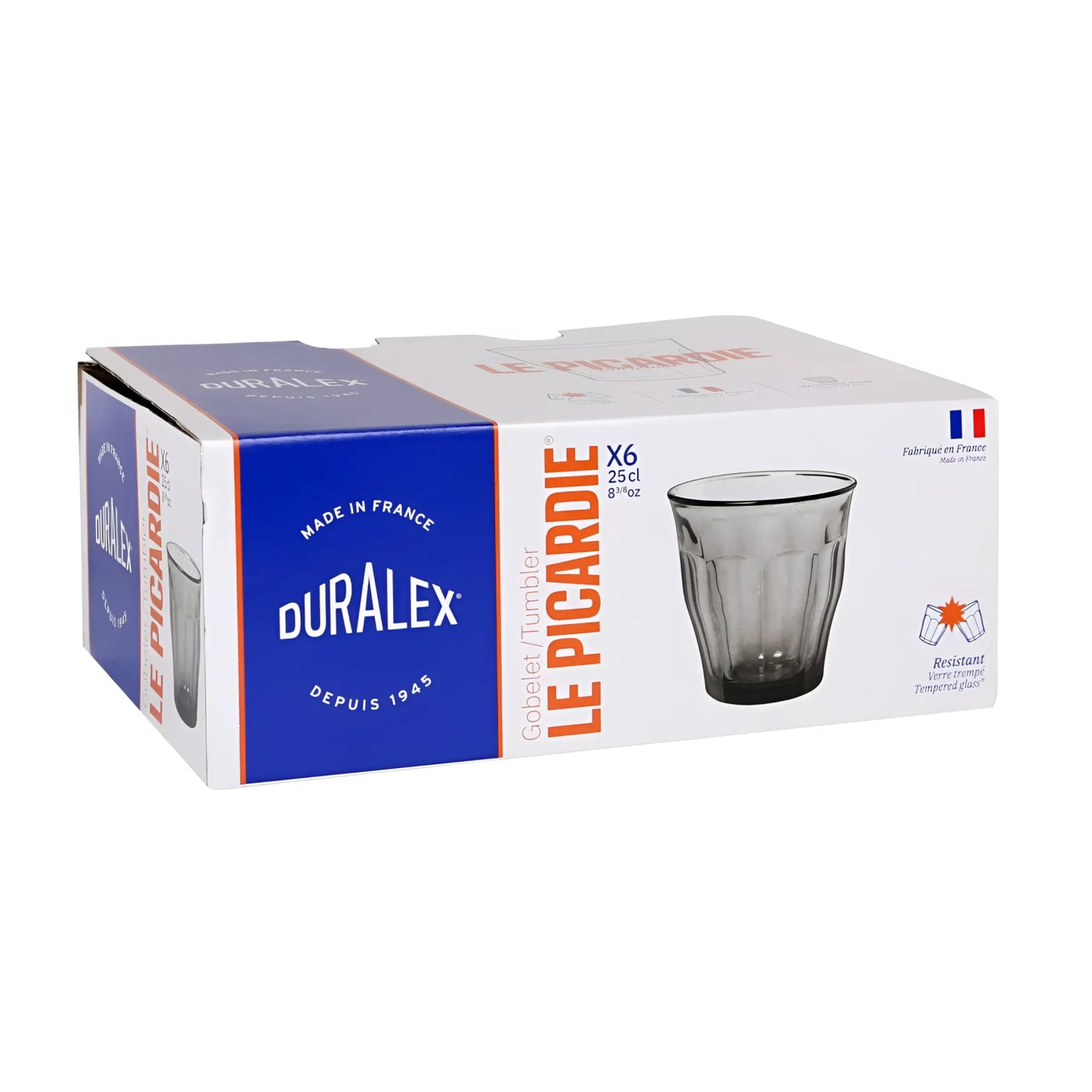 Duralex Grey Picardie drinking glasses tumblers 250ml