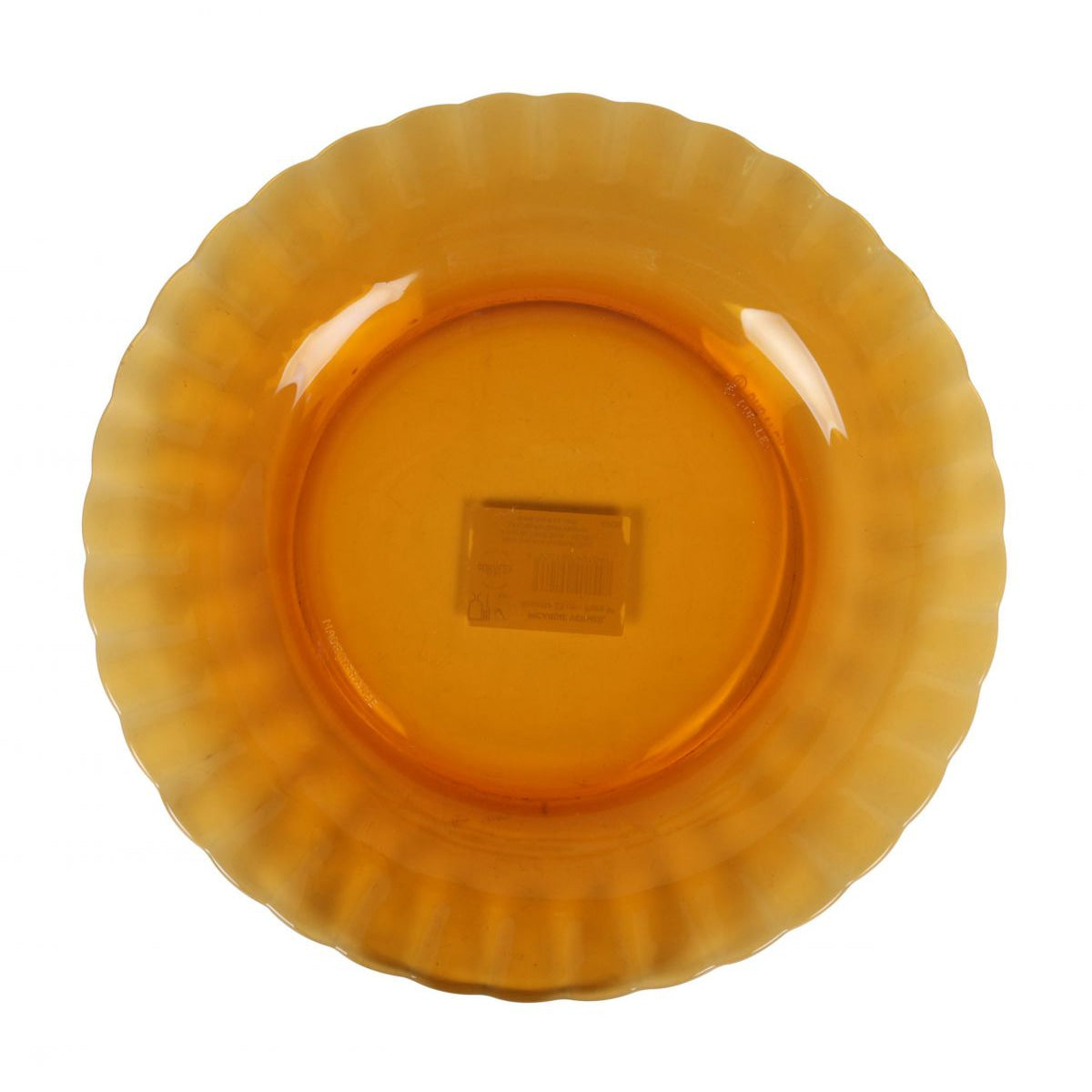 Round amber glass plate with fluted rim from Duralex Picardie Amber Dinnerware