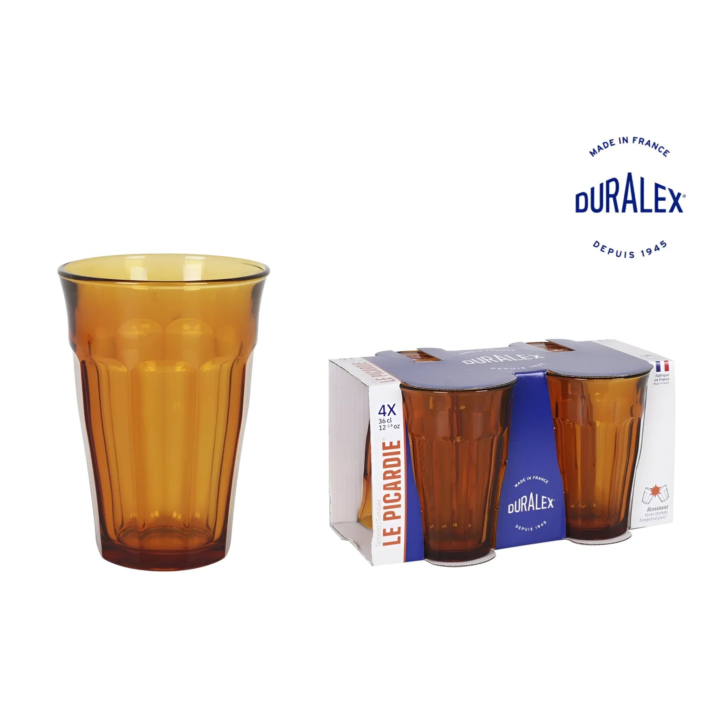 Duralex picardie Amber Drinking Glasses highball 360ml