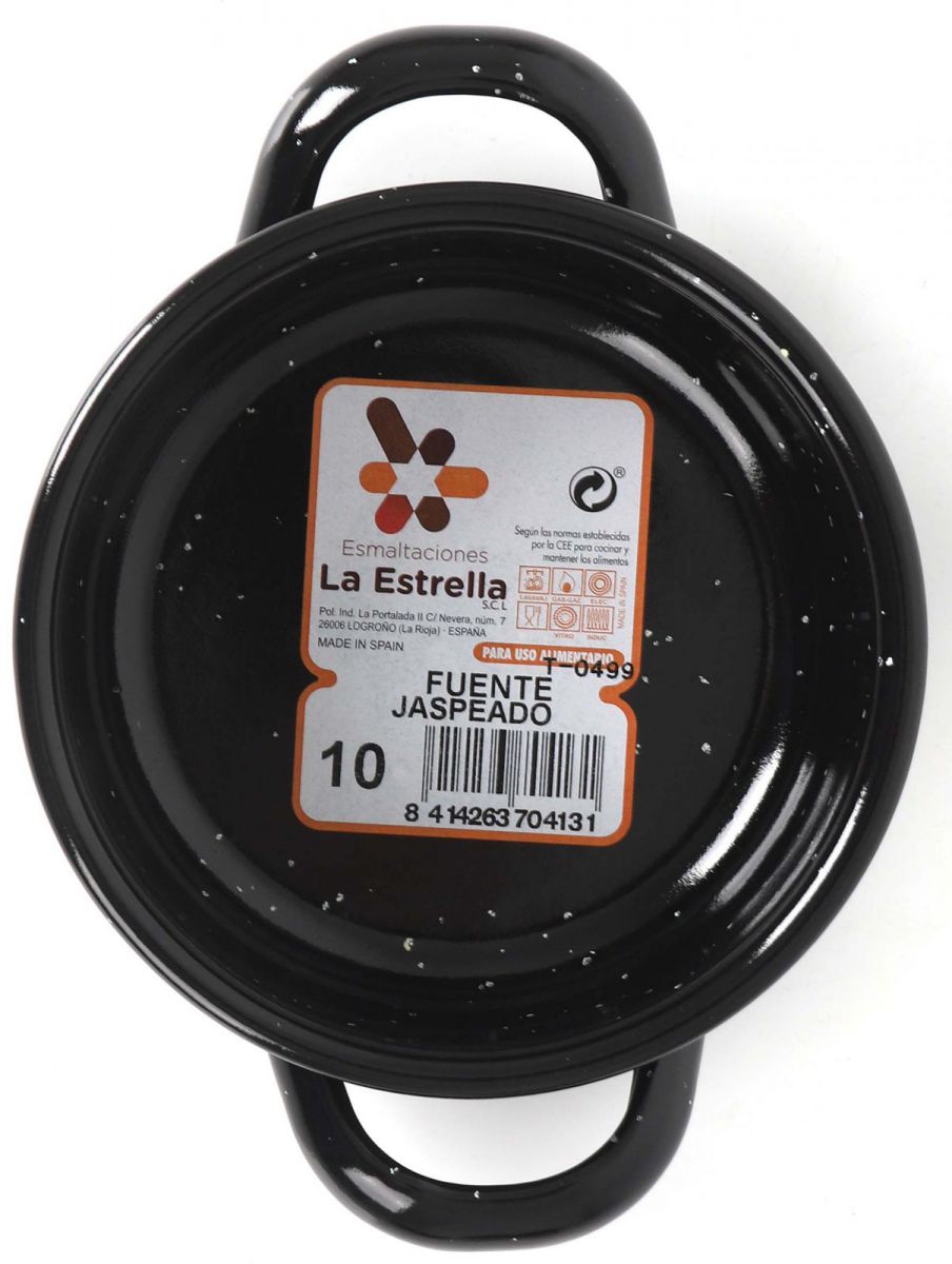 Black speckled enamel roasting pan with handles from Estrella Spanish Mini Paella Pan