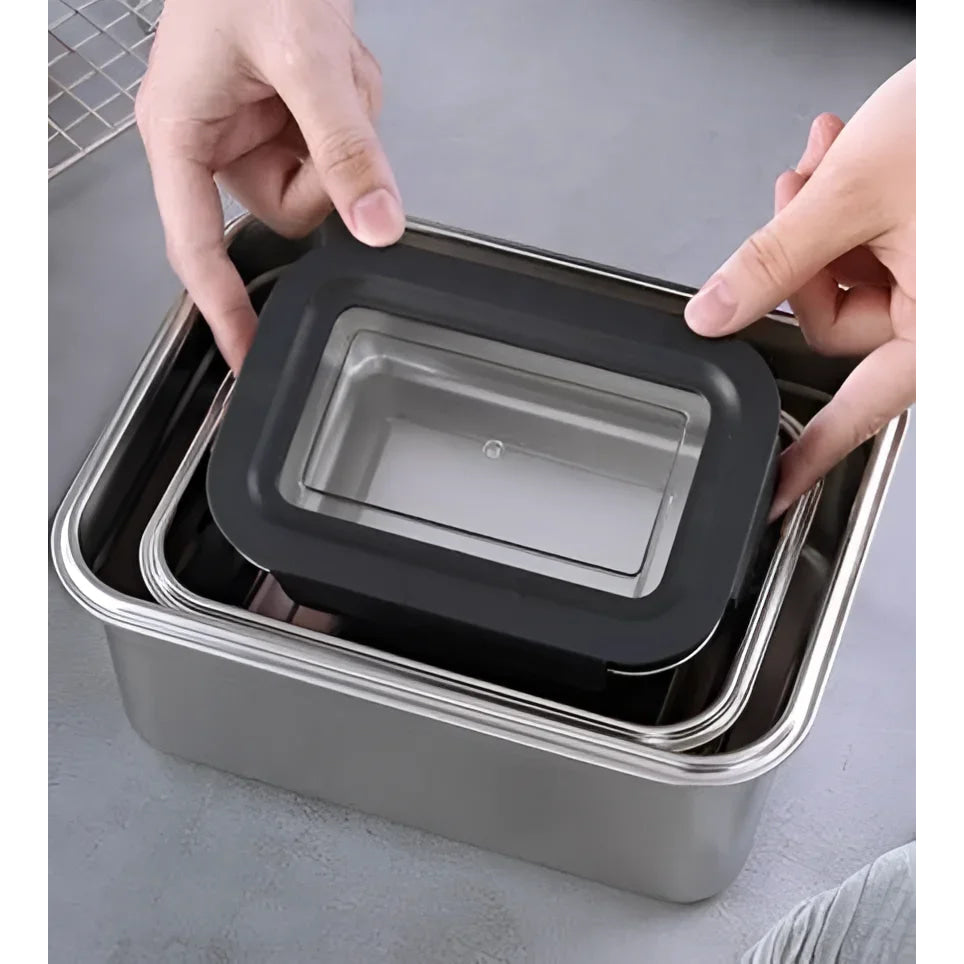 Food storage containers Microwave safe Stainless Steel Hermetic 1.8L rectangular Quttin