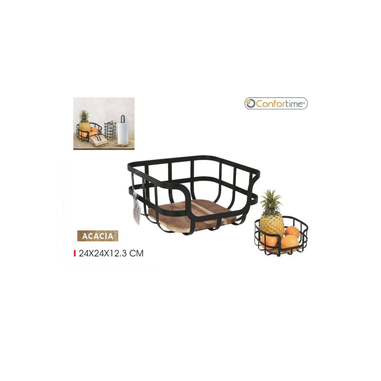 Fruit basket bowl Metal kitchen Confortime 24x24cm
