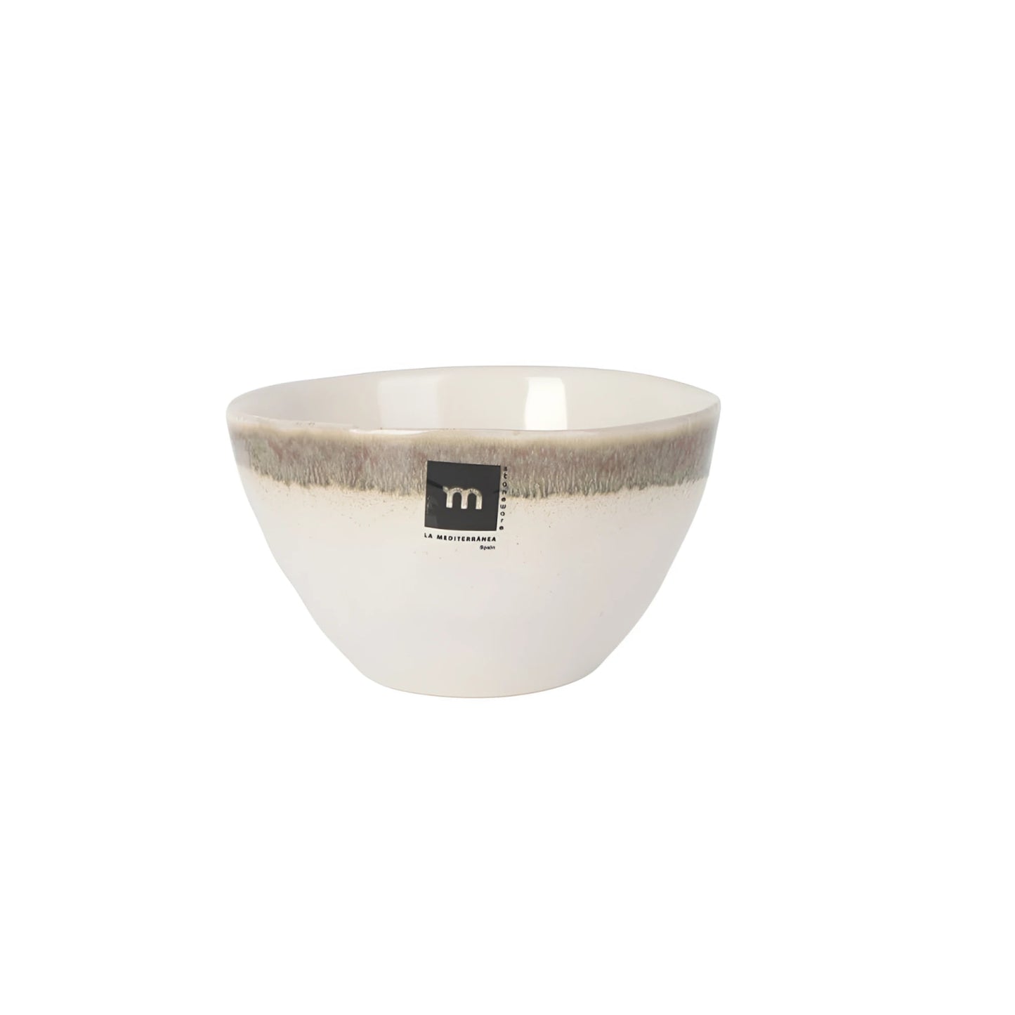 White ceramic bowl with irregular brown rim, Fustam Stoneware 625ml