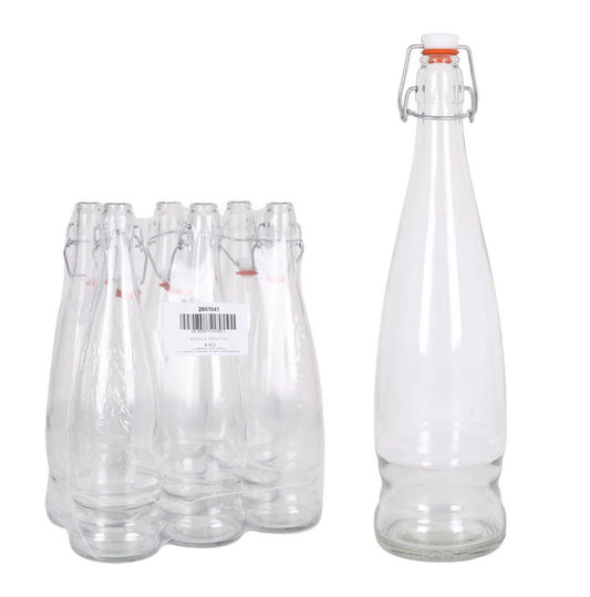 6X 1L Glass Swing Flip Top Lid Bottles water wine Cider Reusable Home Eva