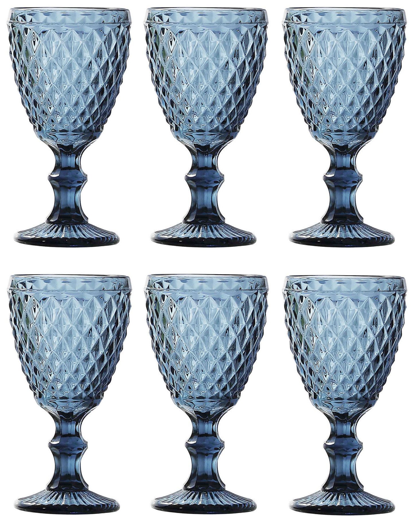 Sidari Blue red wine glasses 350ml diamond vintage