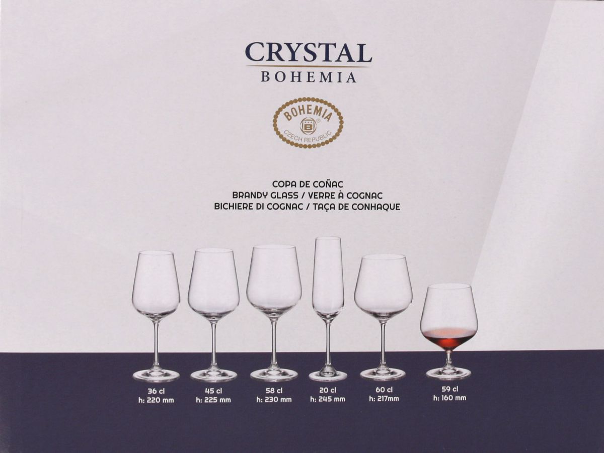 Bohemia Crystal Brandy cups glasses 590ml SIRA
