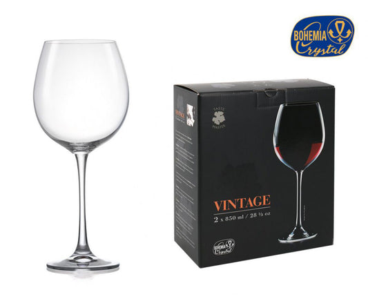 BOX 2 - XXL Giant RED Wine Glasses cup 850ml / 25.5 oz BALLON XXL Bohemia Crystal