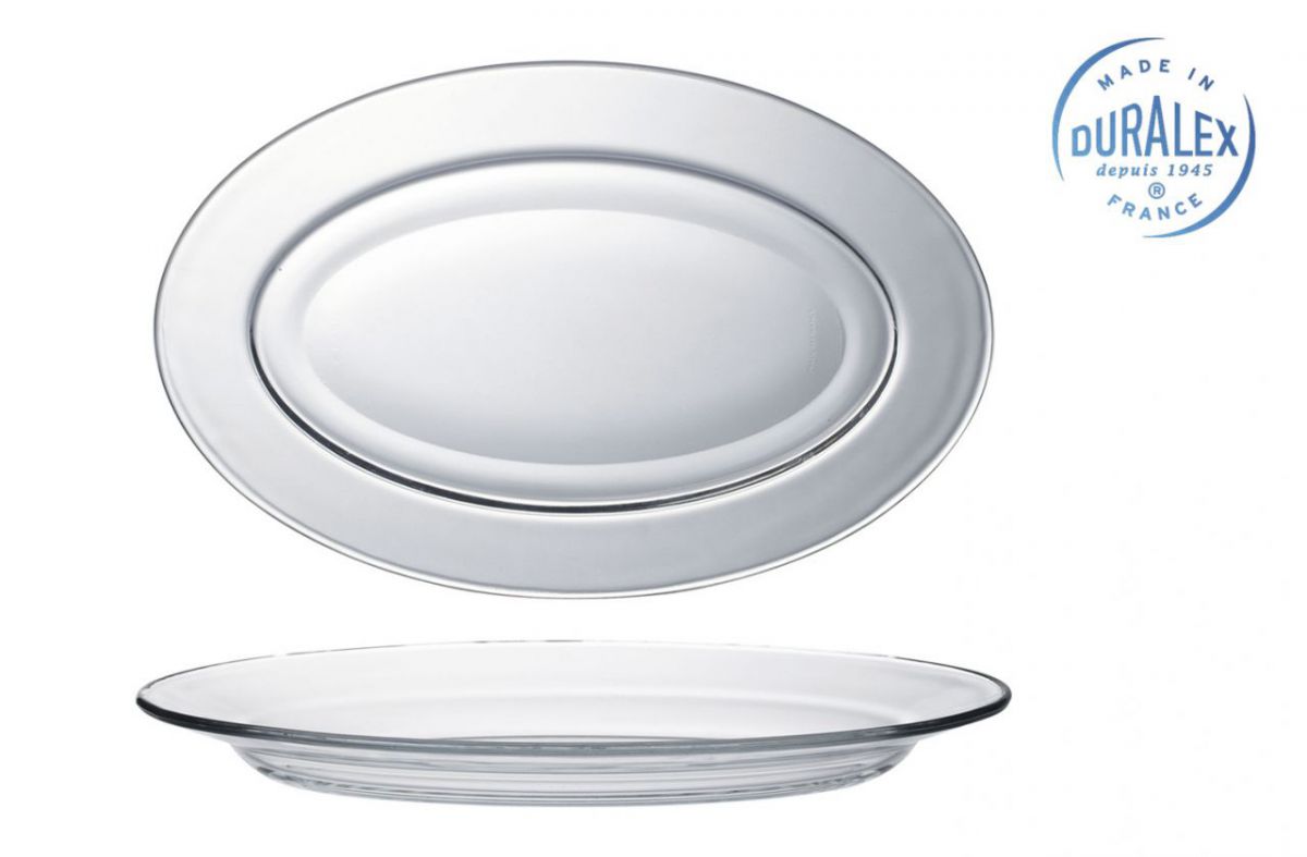 Duralex Clear Lys oval dinner plate dish 31cm