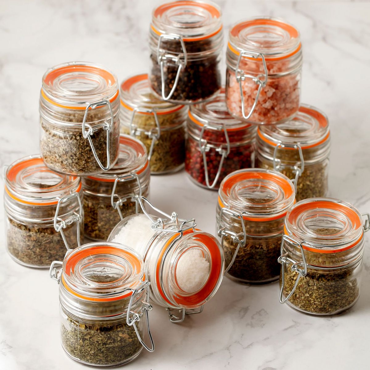 Clip Top Airtight Clear Glass Storage Spice Herb Jam Jar 100ml