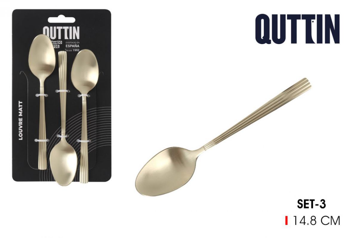 Louvre Gold Stainless Steel Cutlery Dessert Spoons 14.8cm Set of 3