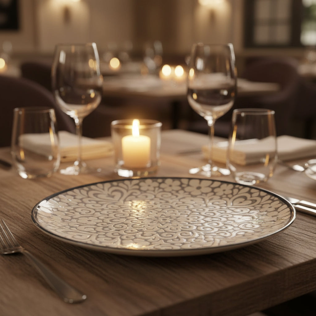 Azurill 26cm dinner plates Embossed Stoneware La Mediterranea