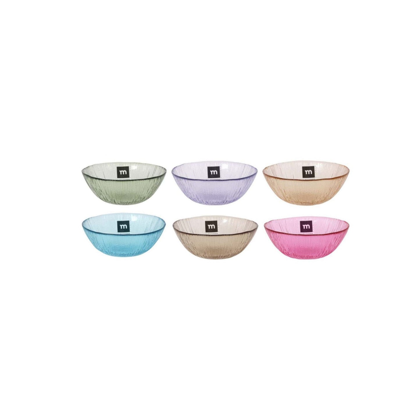 Glass Snack bowls assorted colours 13x13x5cm