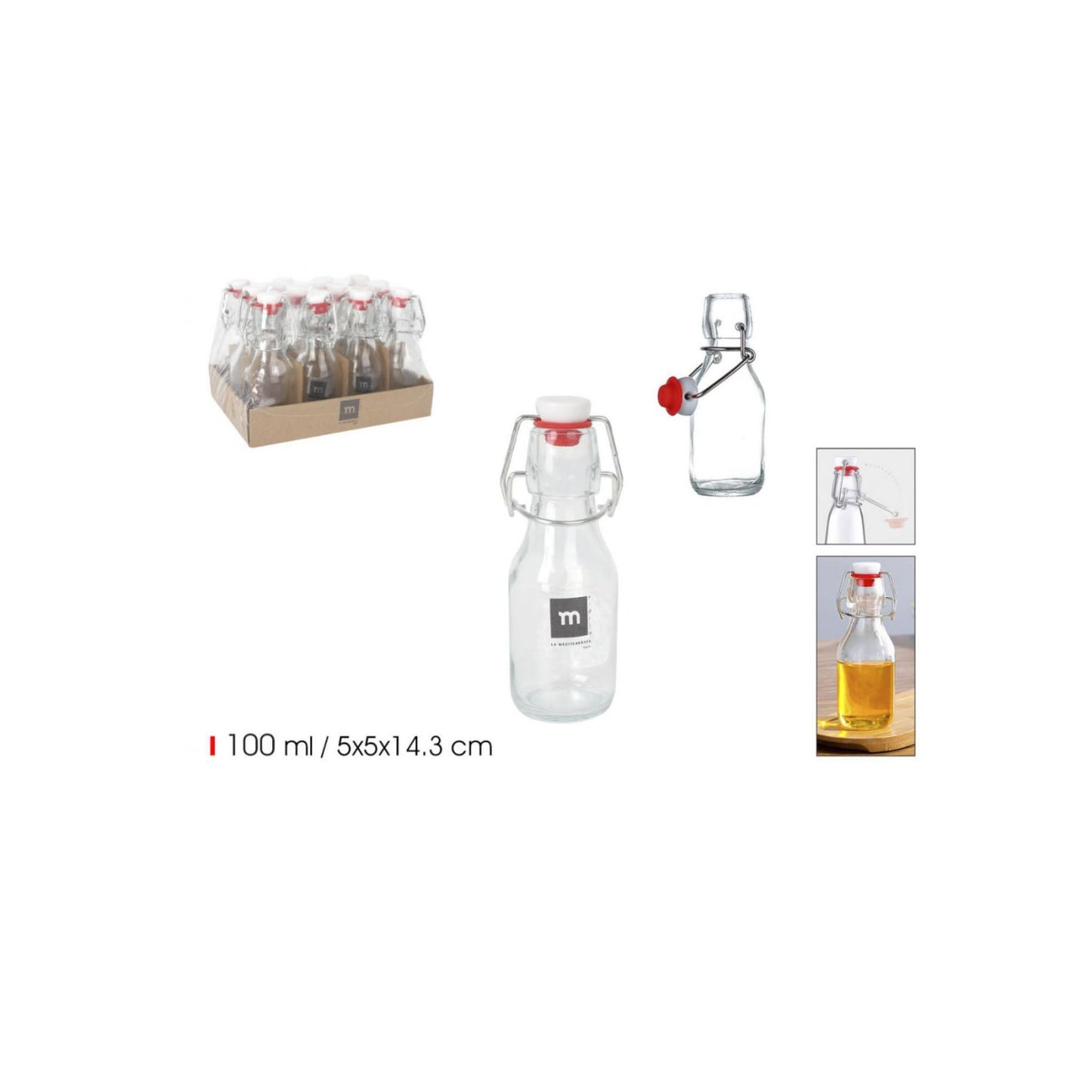 Glass Swing Flip Top Lid Bottles water wine Cider Reusable Home Eva 100ml