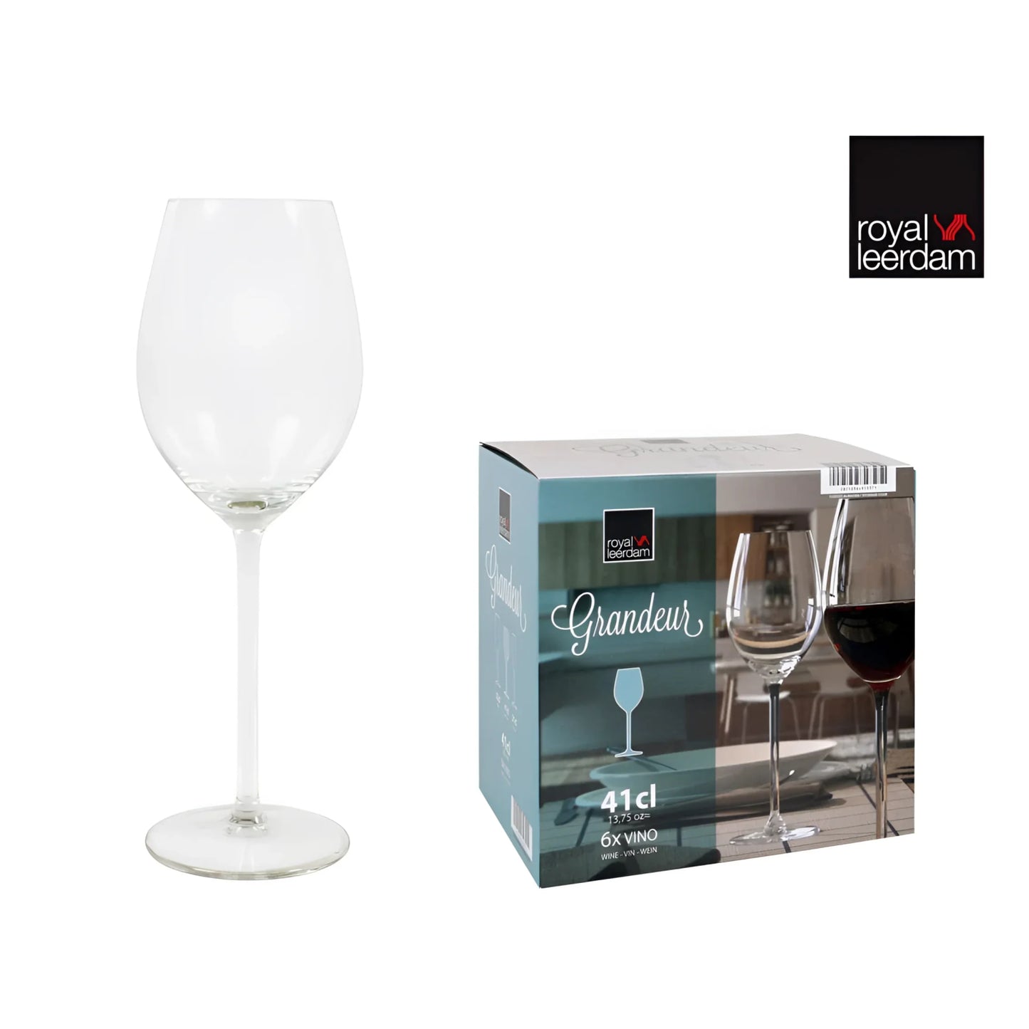 Grandeur 410ml wine glasses Royal Leerdam Box of 6