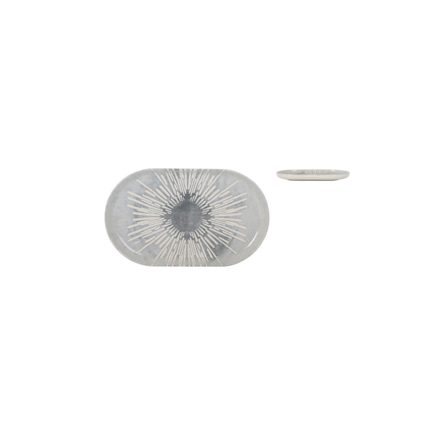 Ivar OVAL 25x15cm Dessert plate starters tapas dish Relief decoration Stoneware Grey Irys design