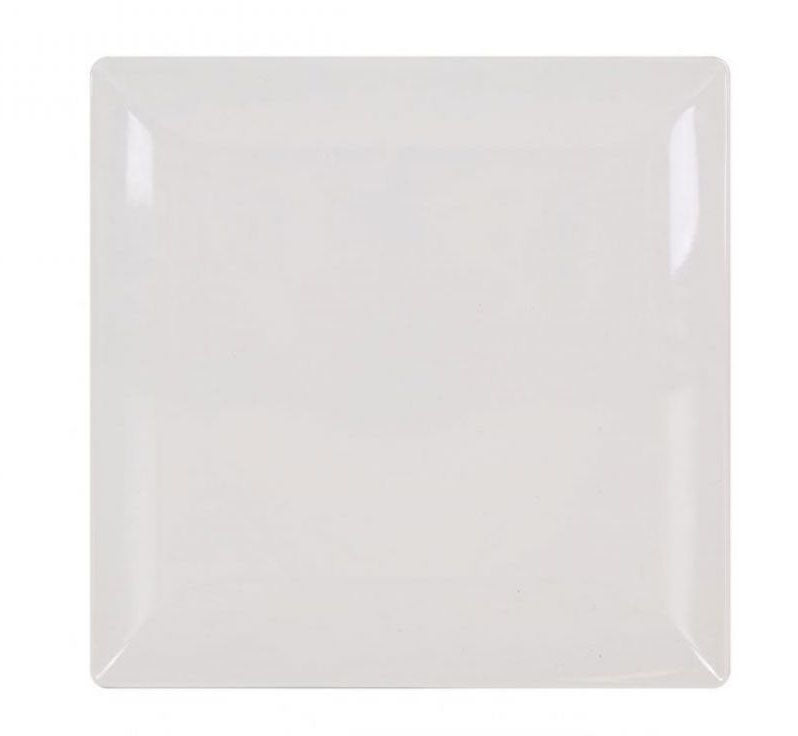 Ivory Shine square 30x30cm glossy white porcelain dinner plate