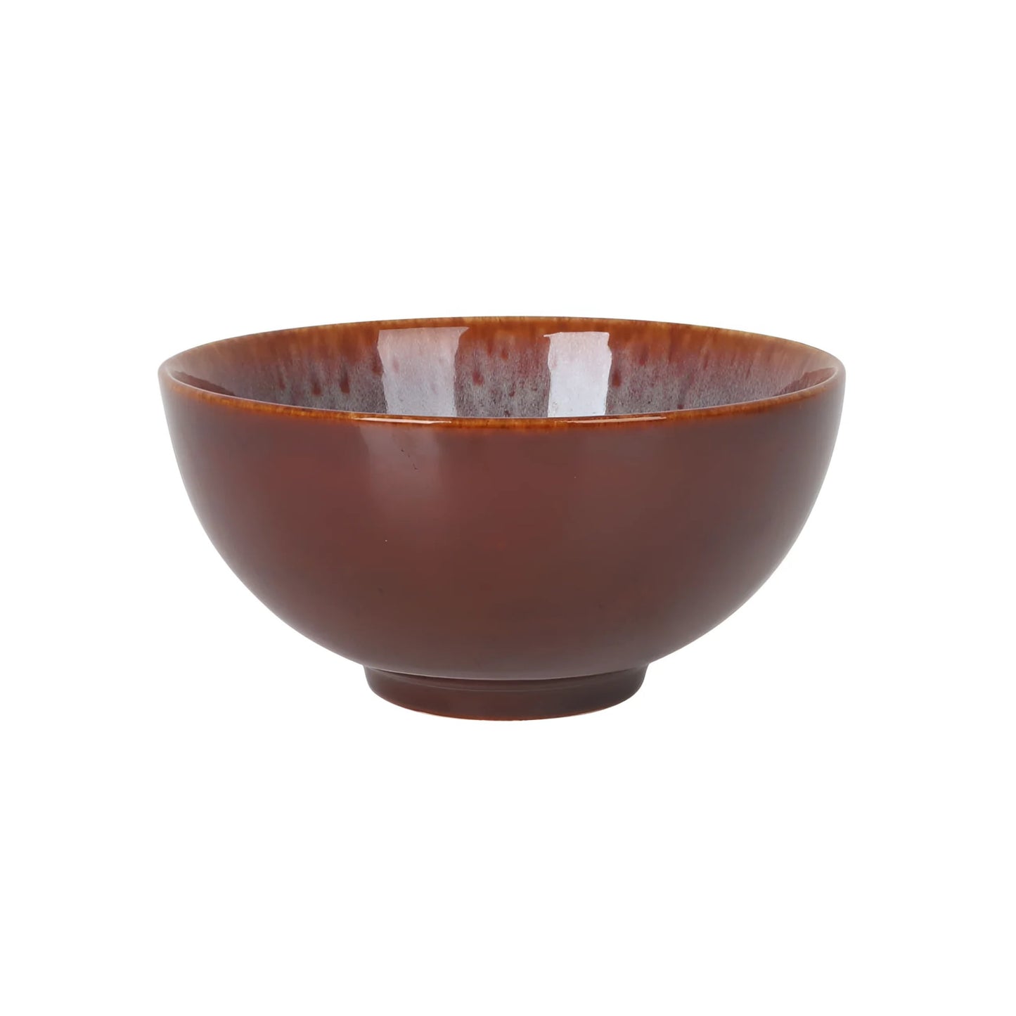 Glossy dark brown ceramic Japo Bowl with speckled glaze around the rim