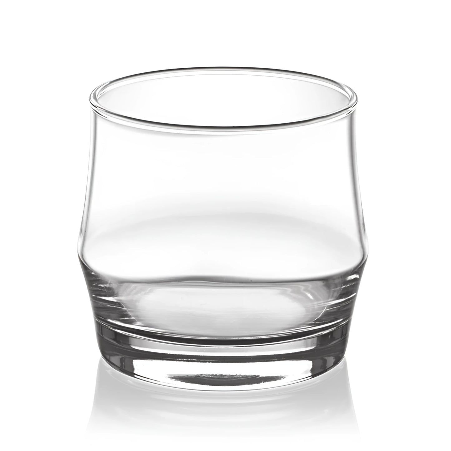 Empty clear Landon Whisky cocktail glass tumbler 365ml with wide rim and thick ridged base