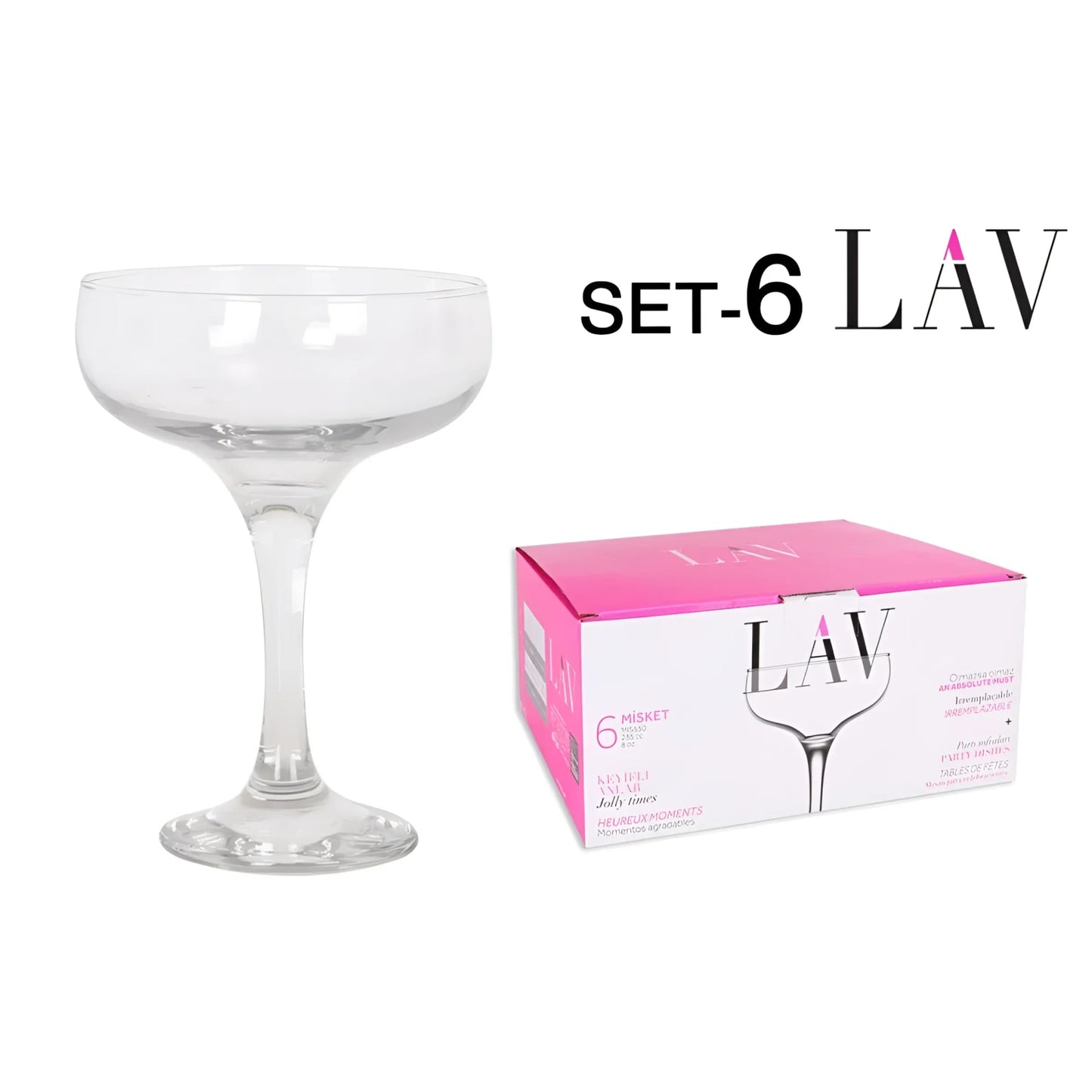 LAV Misket Espresso Martini Glasses Glass Cocktail Coupes champagne 235ml