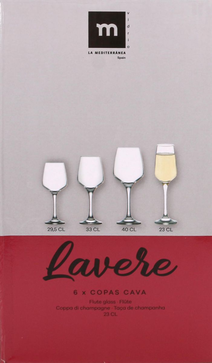 Packaging for Lavere Glass Champagne Cava Prosecco Flutes 230ml set