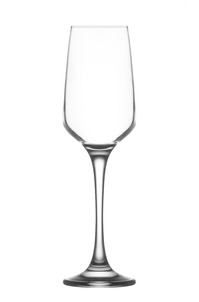 Empty clear glass champagne flute with long stem and wide base for Lavere glass Champagne cava prosecco Flutes 230ml