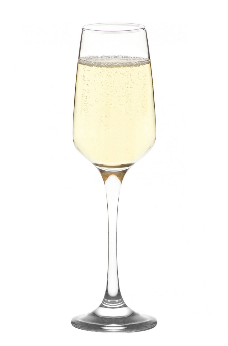 Lavere glass Champagne cava prosecco flutes 230ml filled with sparkling white wine
