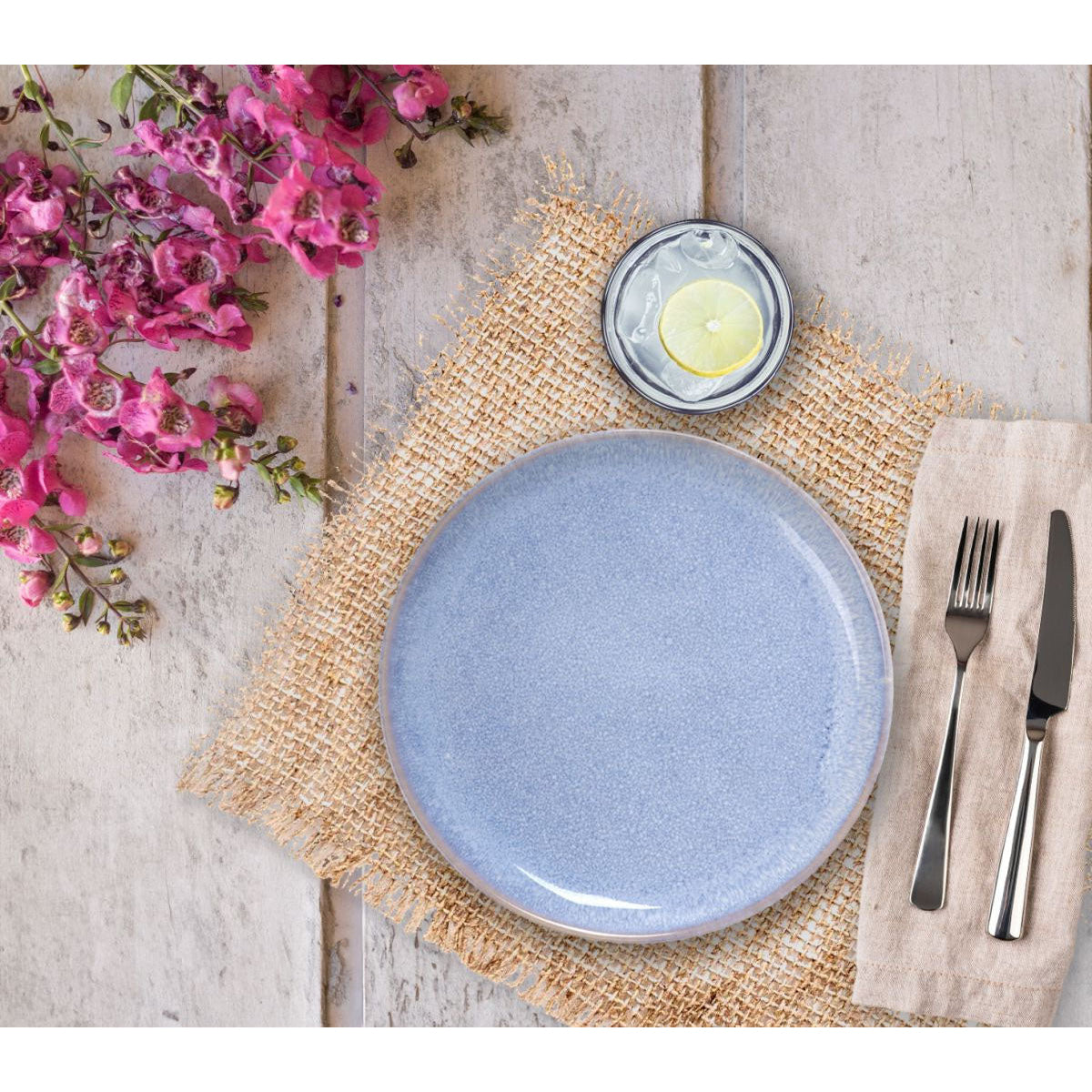 Macarella Blue 26cm Dinner plates Irregular shape Stoneware