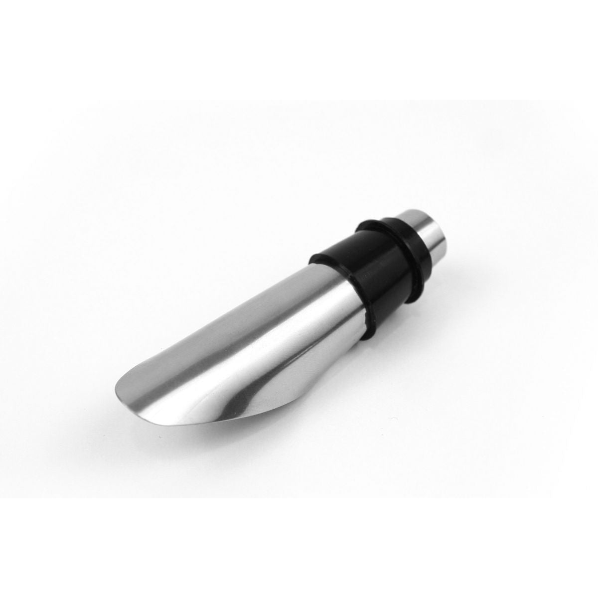 Stainless steel wine pourer with black rubber stopper for the Metal Aerator wine bottle stopper