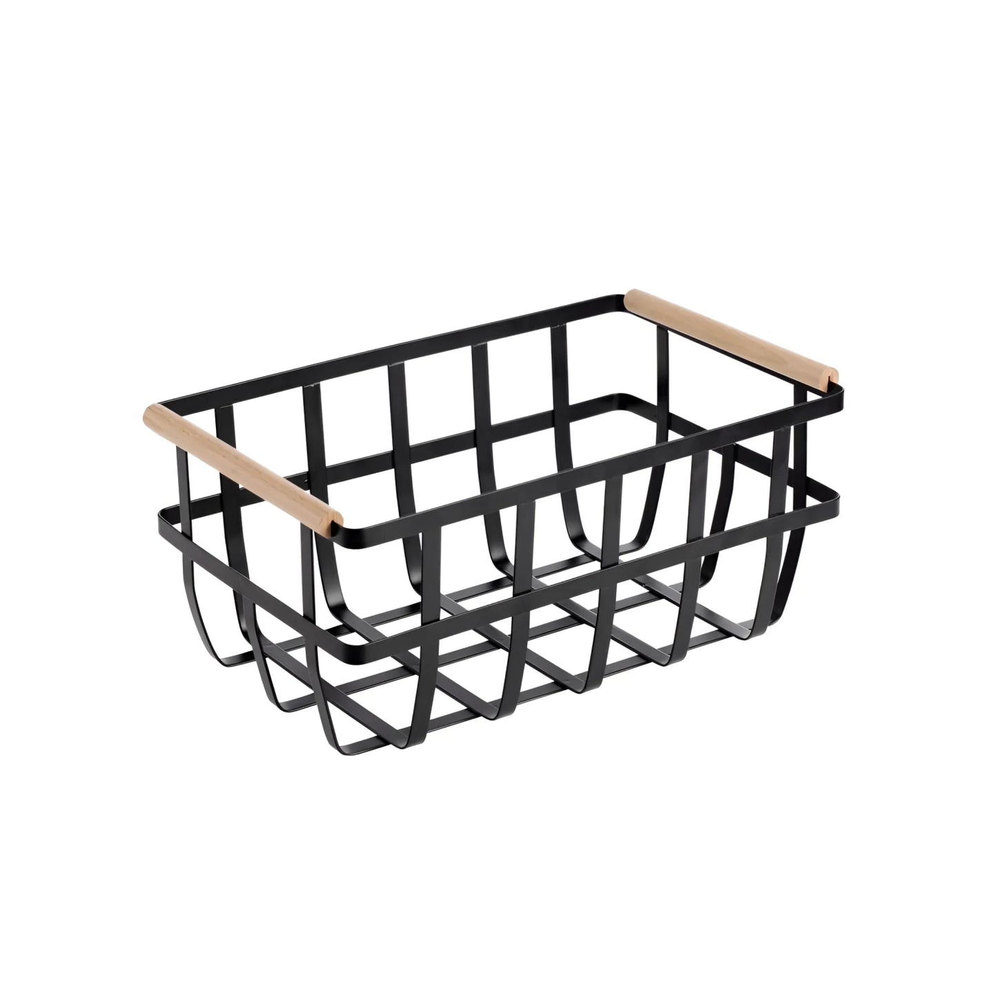 Metal Wood Storage kitchen home basket 36x22x15.5cm Confortime
