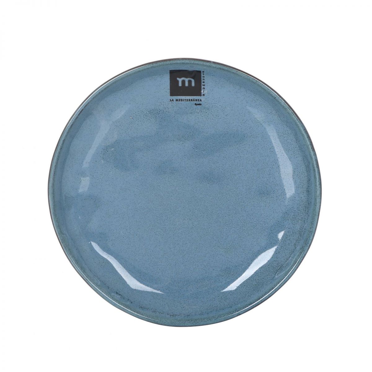 Light blue ceramic dinner plate with textured glossy surface from Morell Blue collection