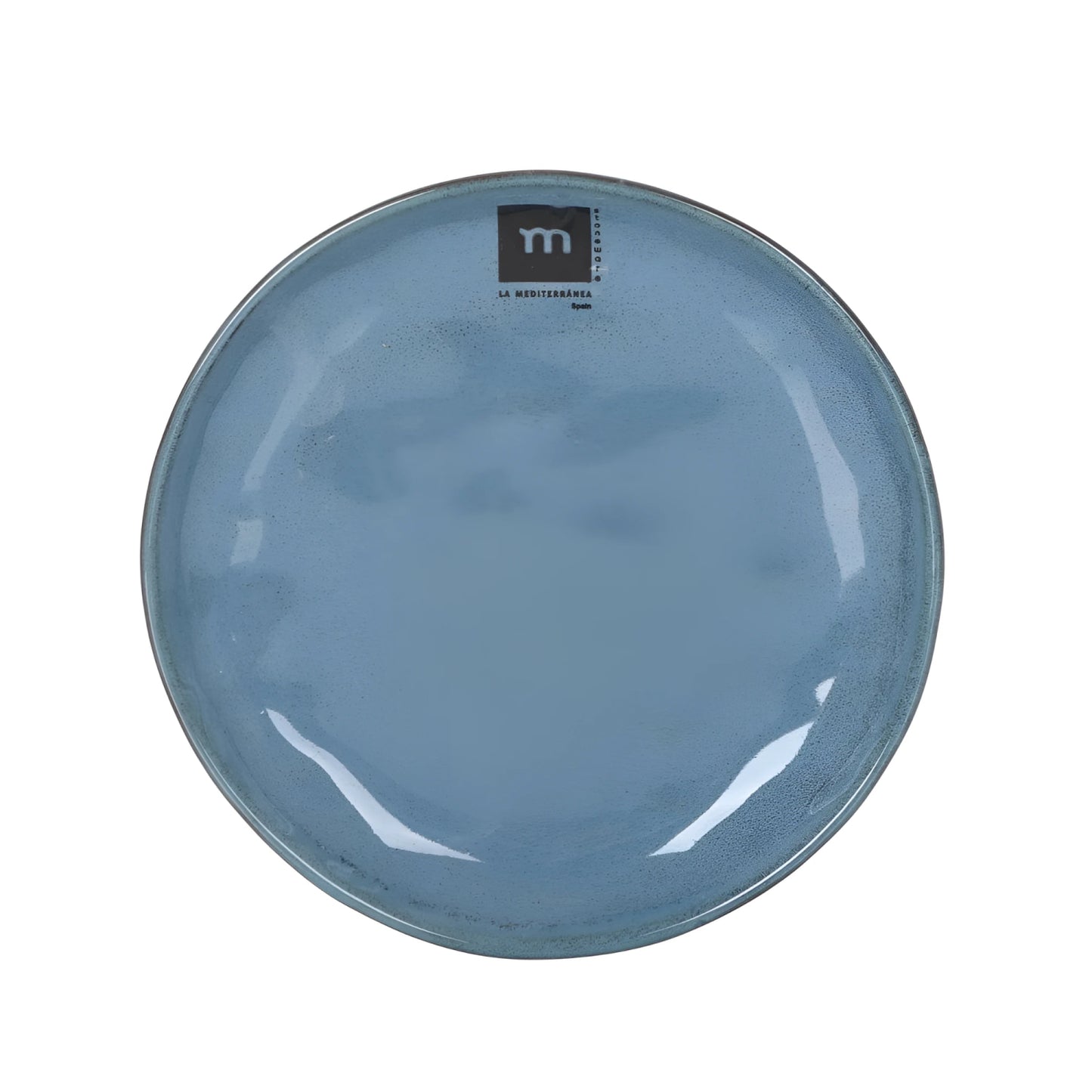 Light blue ceramic dinner plate with textured glossy surface from Morell Blue collection