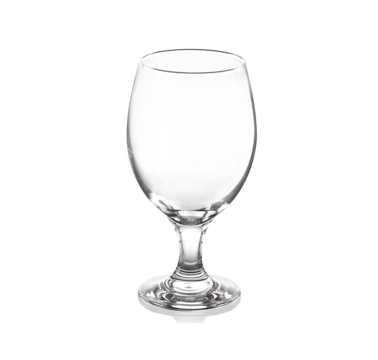 Clear Muski Beer Glass Cup with wide bowl and short stem, 400ml capacity