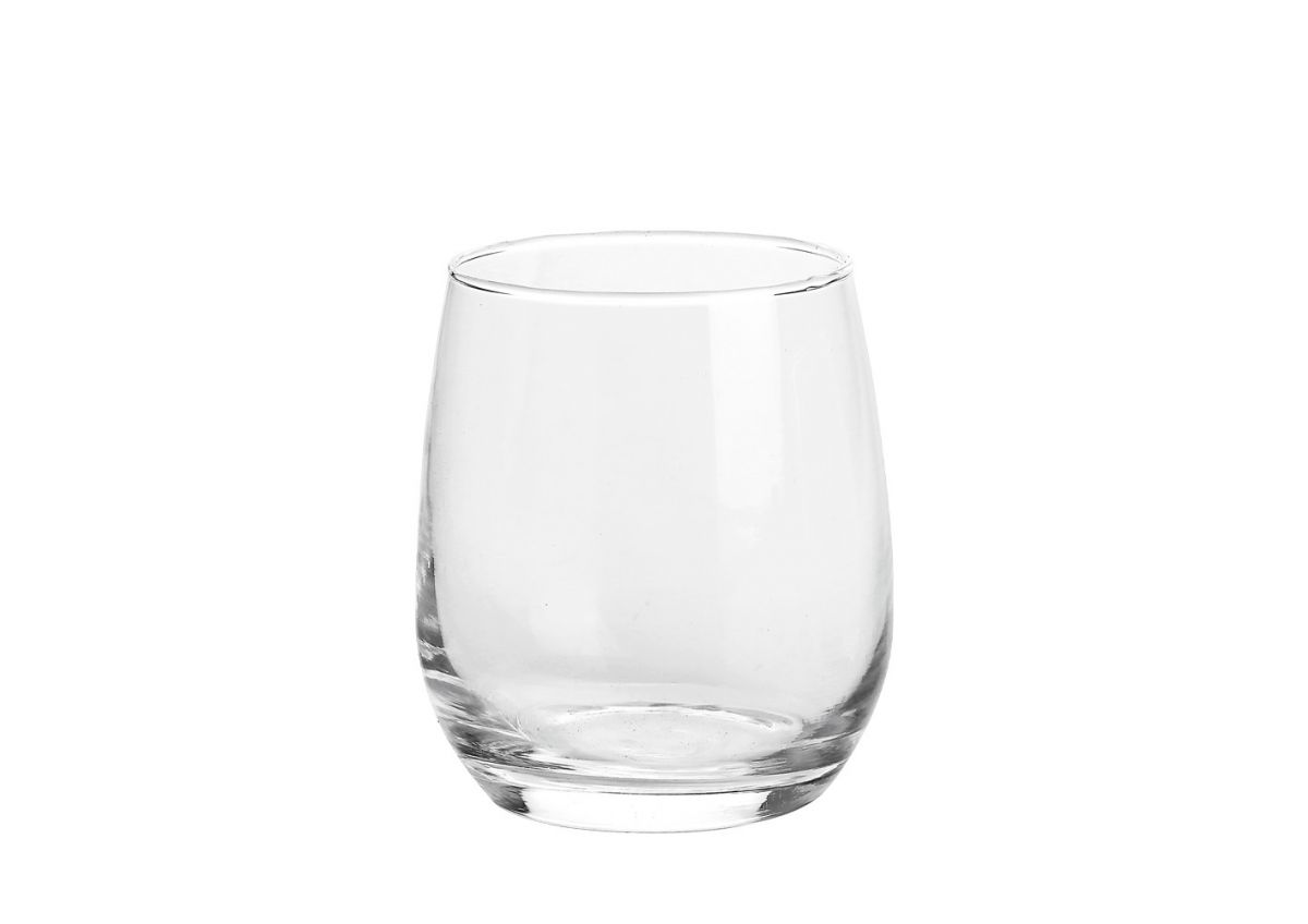 Empty clear stemless Nalon 360ml drinking glass tumbler for water juice cocktails