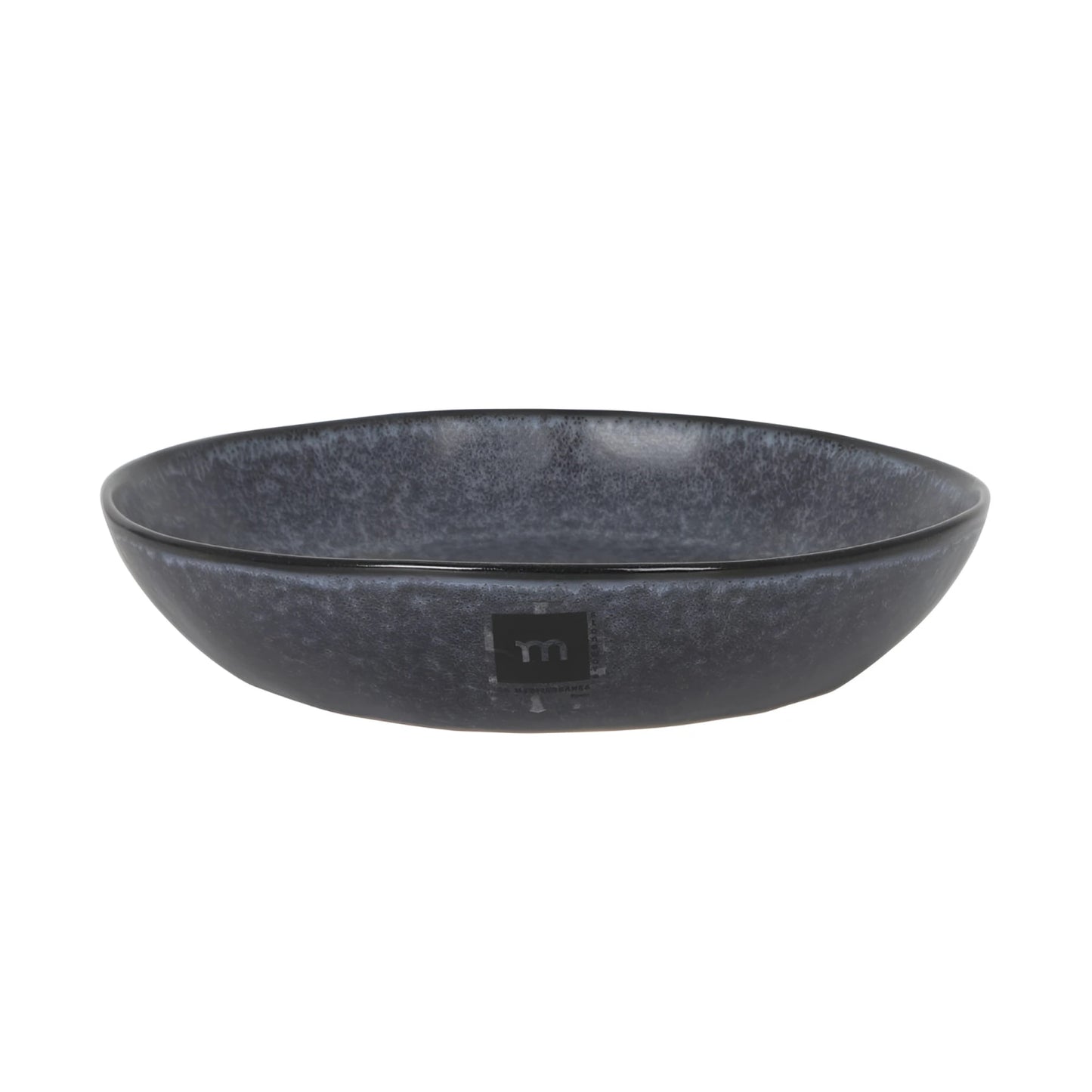 Black marble Nebula 20x4cm irregular stoneware bowl with speckled texture and tm logo