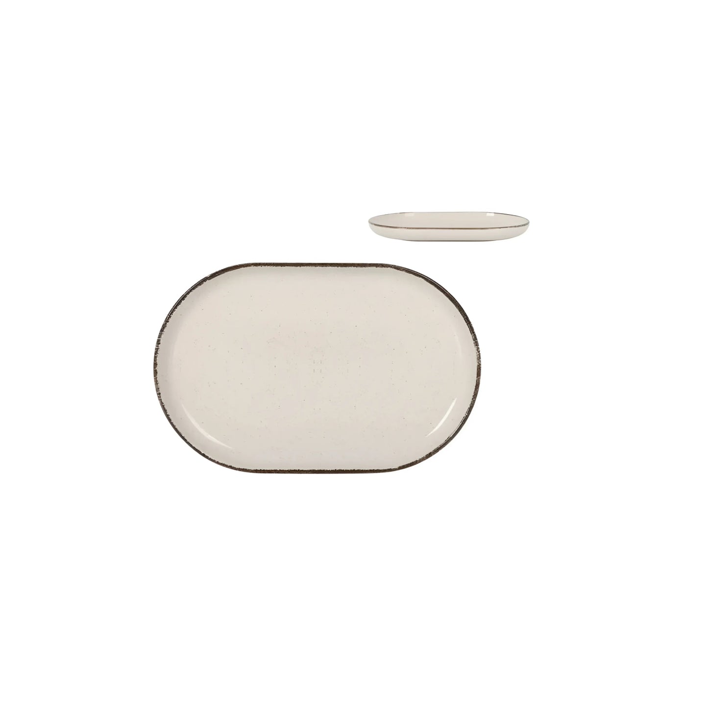 Nordic Anllo Ivory Glossy OVAL 20x13cm Dessert plate tapas plate side