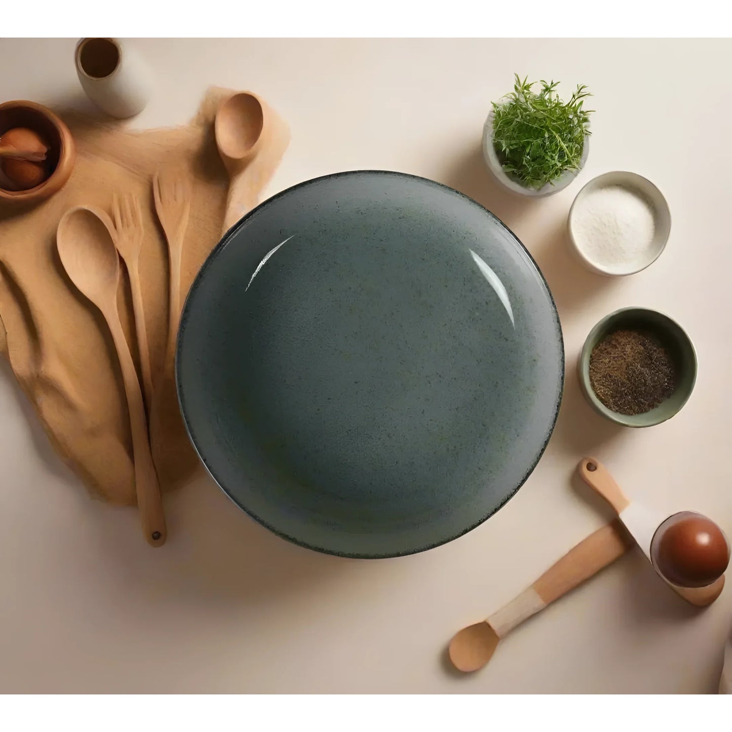 Round speckled gray-blue Nordic Beloi 18cm Pasta Bowl Stoneware