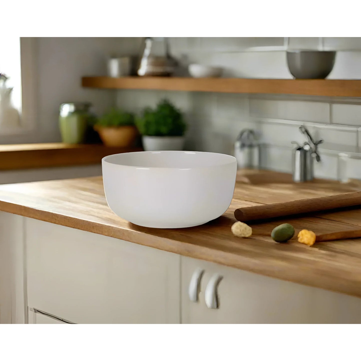 White mixing bowl from Nordic Ivory Glossy collection, 14.5x6.5cm size