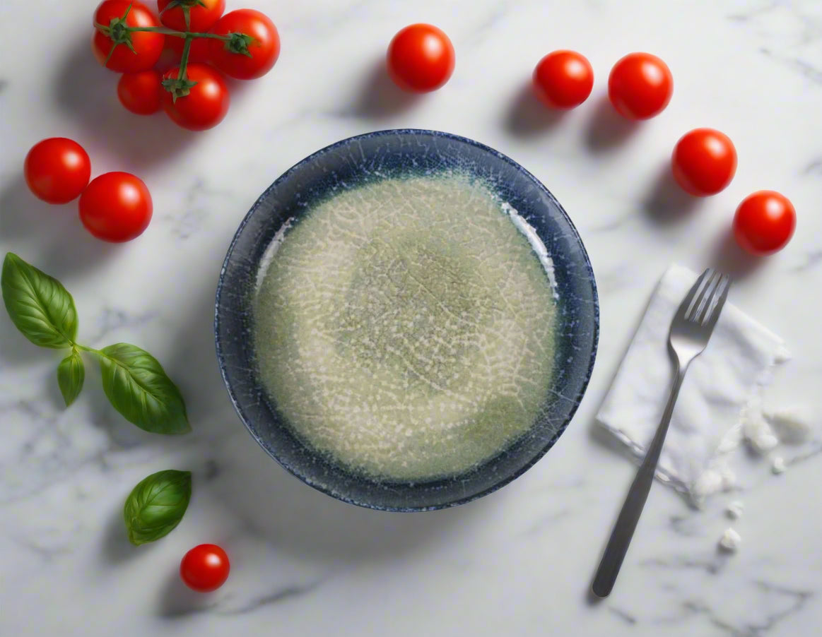 Blue ceramic bowl with cracked glaze interior from Nordic Olaf 23cm Stoneware Pasta Bowls