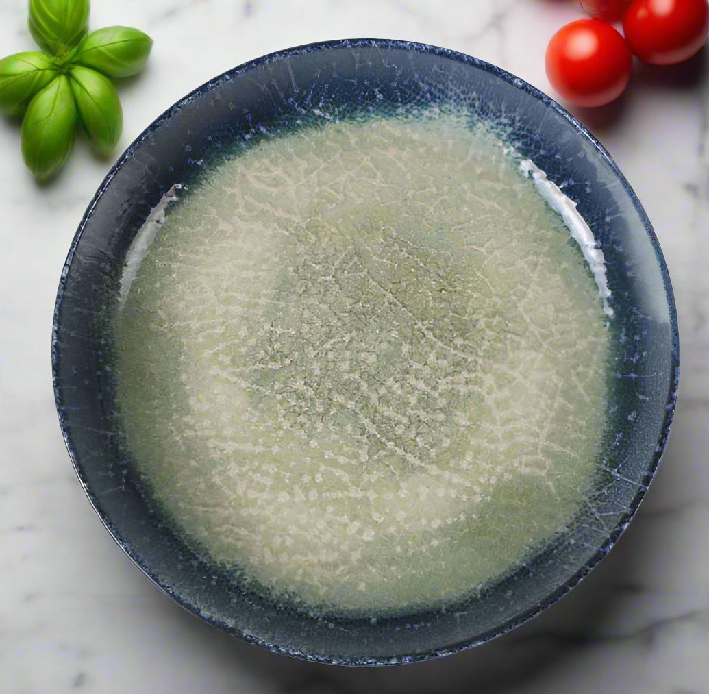 Nordic Olaf 23cm stoneware pasta bowl with cracked blue and pale green glaze pattern