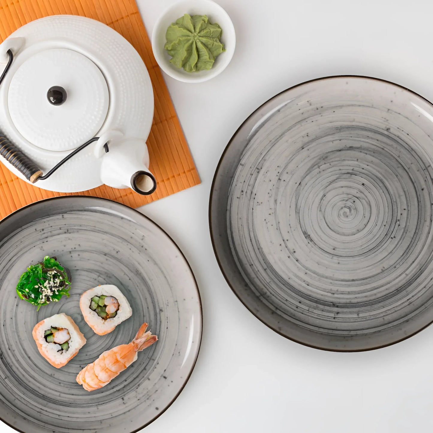 Nordic Vortex OVAL 20x13cm Dessert plate starters tapas dish Relief decoration Stoneware Grey swirl design