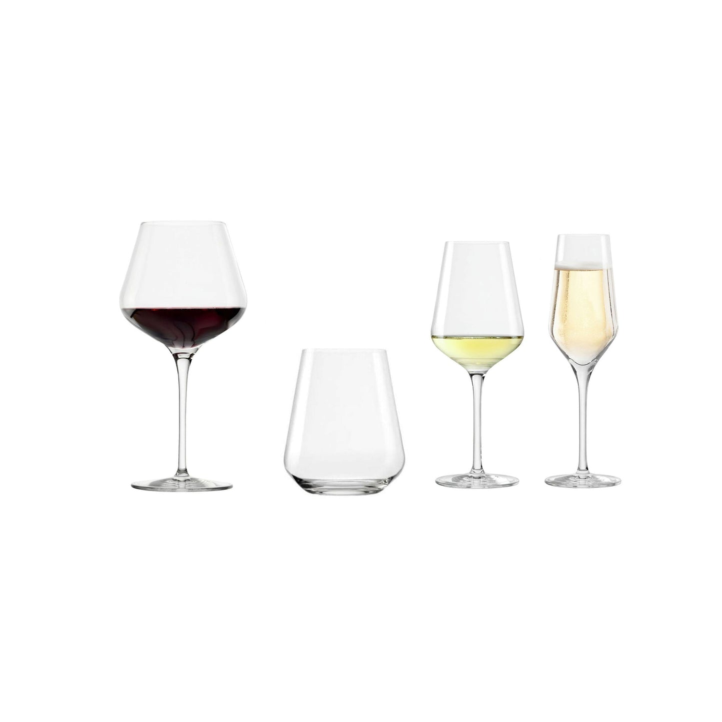 Oberglas 24pcs Crystal glassware Bundle Wine glass + Tumblers + Champagne flutes