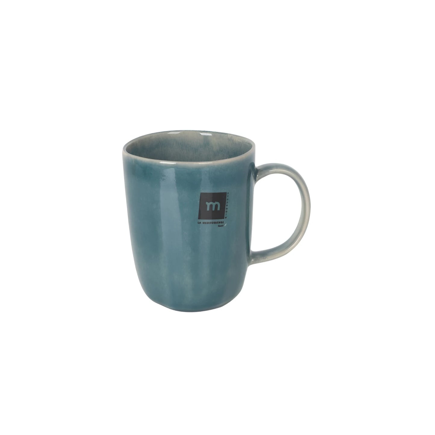 Teal ceramic Ocean Blue 440ml coffee tea mug with grey handle and interior